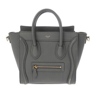 Celine Luggage Gray Drummed Calfskin Handbag
